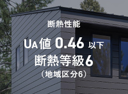 断熱性能 UA値 0.46 以下 断熱等級6 (地域区分6)